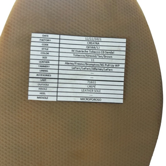 Nisolo Men's 11 Tobacco Brown Colorblock Huarache Leather Sandal NEW - Picture 7 of 8